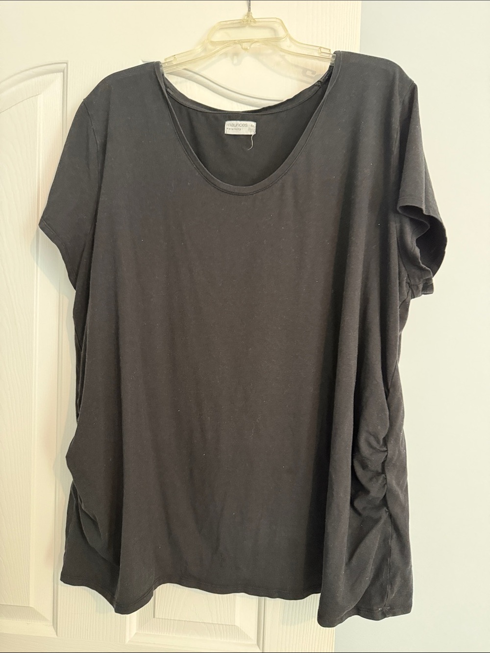 Plus Size Black Scoop-Neck Short Sleeve Maternity Top